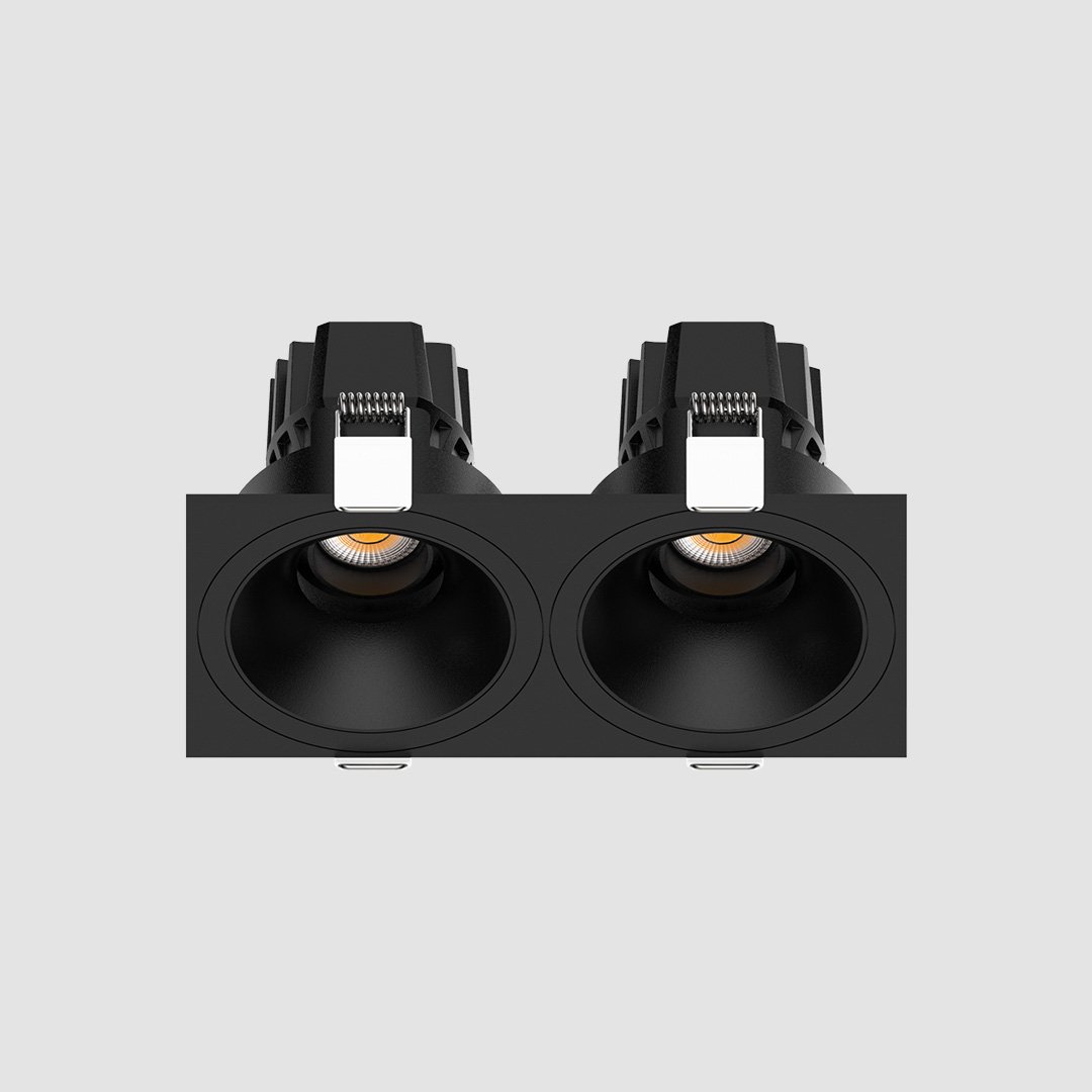 3 Inch Recessed Round Adjustable Double Downlights - Black