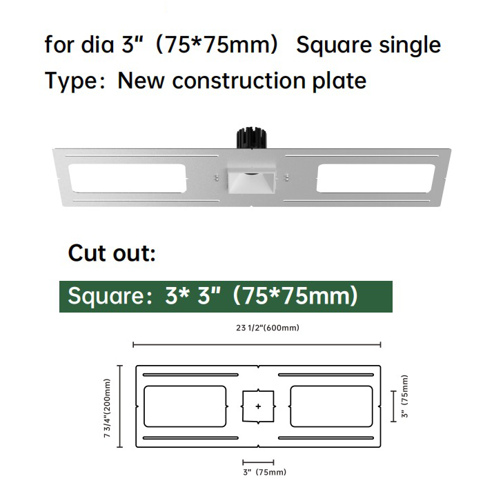 3 Inch Recessed Pre-mounting Plate Bracket for Square Lights